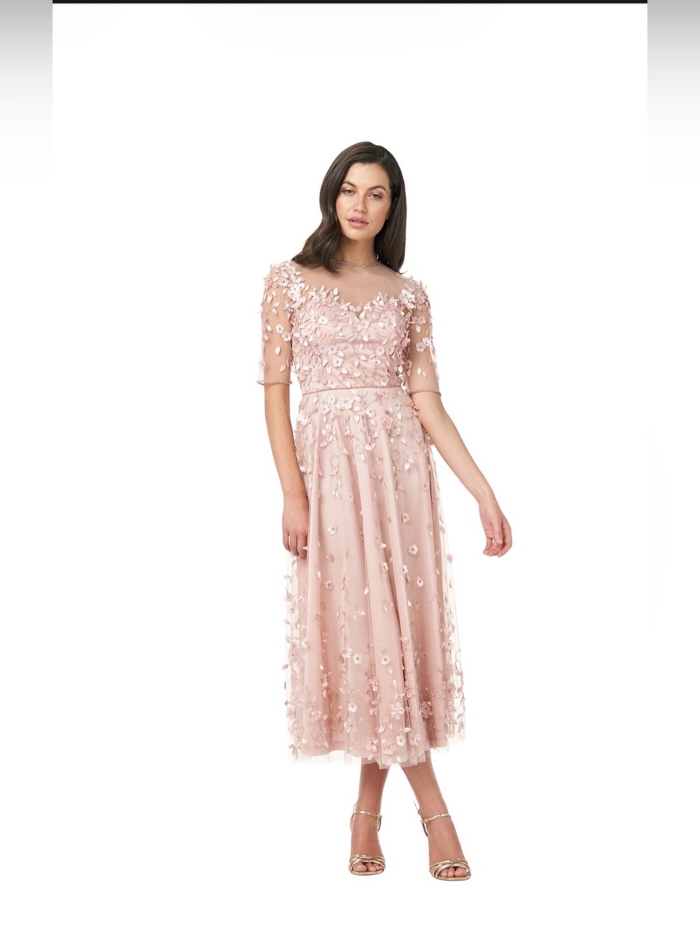 THEIA Hand Embroidered Tulle Cocktail dress